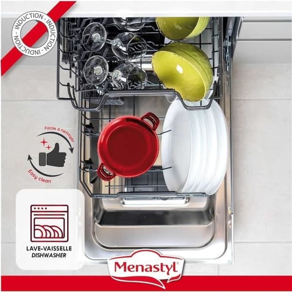 Musselgryta - MENASTYL - 3645562 - Emaljerat stål - Röd - 18 cm - 2,7 liter - Lämplig för alla spishällar inklusive induktion