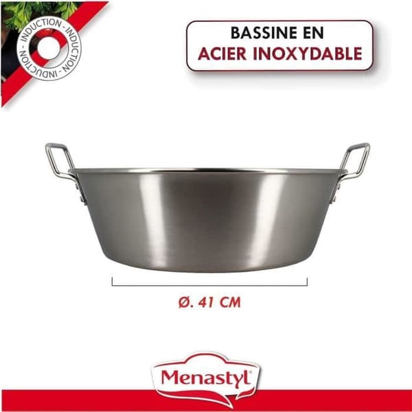 Syltpanna - MENASTYL - 4615452 - Rostfritt stål - 40,5 cm - 17 liter