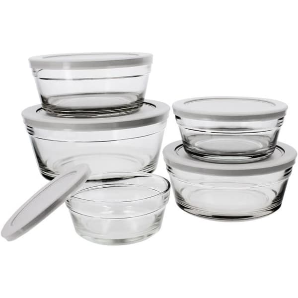Set med 5 skålar - MENASTYL - 5039038 - 150 ml, 230 ml, 400 ml, 610 ml och 940 ml - Hållbara plastlock
