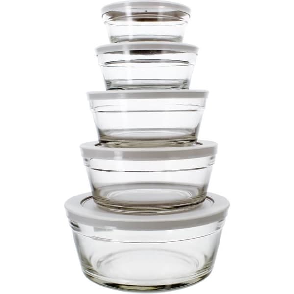 Set med 5 skålar - MENASTYL - 5039038 - 150 ml, 230 ml, 400 ml, 610 ml och 940 ml - Hållbara plastlock