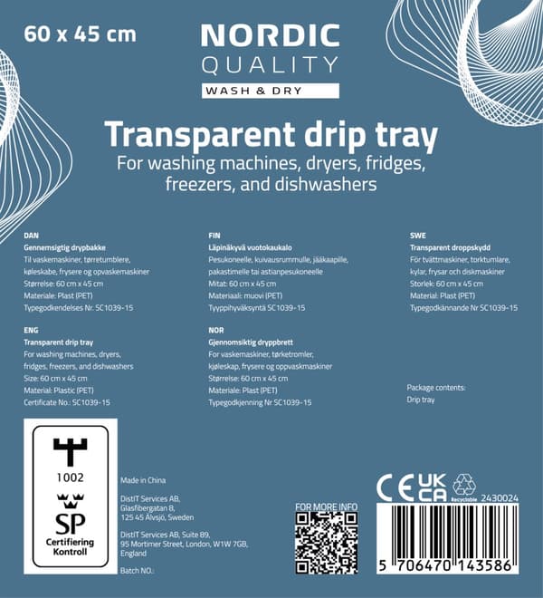 Driptray 60cm x 45cm deep Transparent