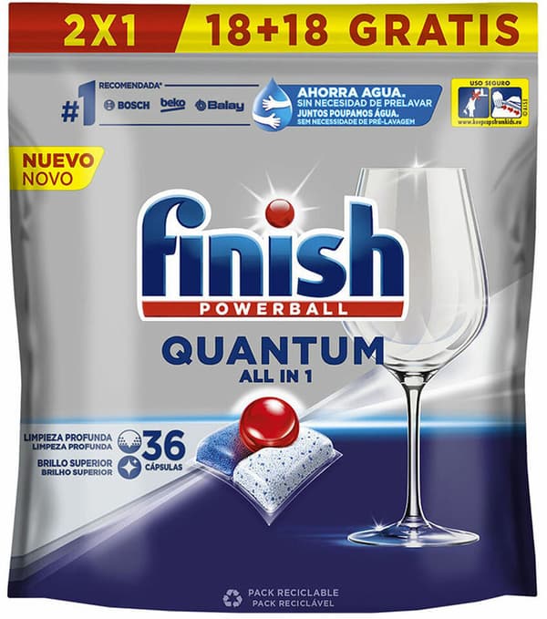 Dishwasher lozenges Finish Quantum (36 Units)