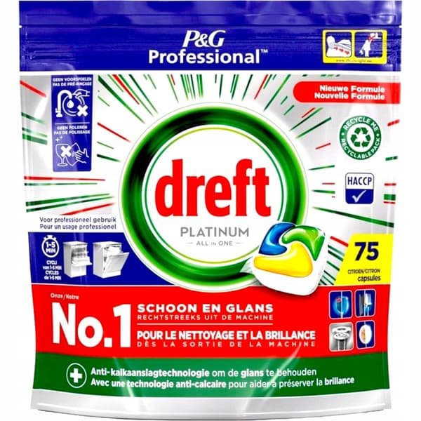 DREFT PLATINUM Astianpesukonekapselit Sitruuna 75 kpl