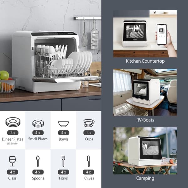 BlitzHome APP Mini Bordsdiskmaskin Diskmaskin Dubbel vatteninloppsdiskmaskin