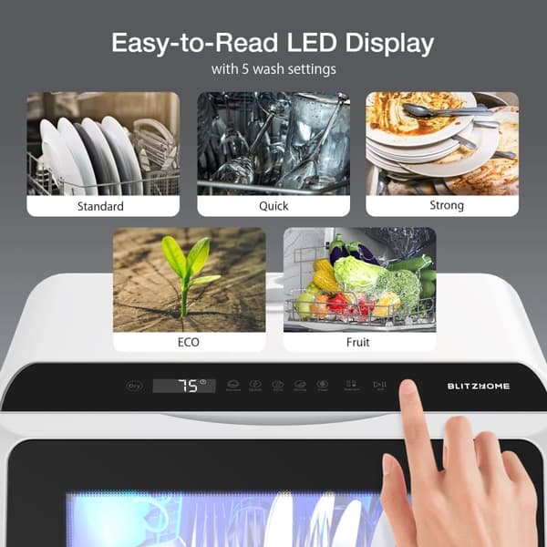 BlitzHome APP Mini Bordsdiskmaskin Diskmaskin Dubbel vatteninloppsdiskmaskin
