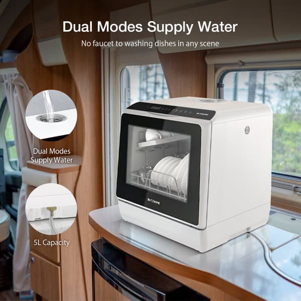 BlitzHome APP Mini Bordsdiskmaskin Diskmaskin Dubbel vatteninloppsdiskmaskin