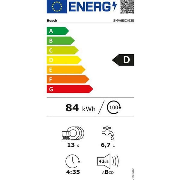 BOSCH SMV6ECX93E Fullt inbyggd diskmaskin - 8 program - Wi-Fi - Försköljning