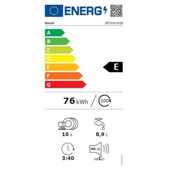 BOSCH SPV2HKX42E SER2 helintegrerad diskmaskin - 10 kuverter - Induktion - Extra torkning - Vit