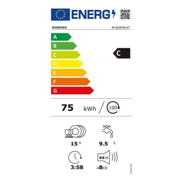 Rosieres helintegrerad diskmaskin 15 kuvert 44db vit - RI5C4F0A-47