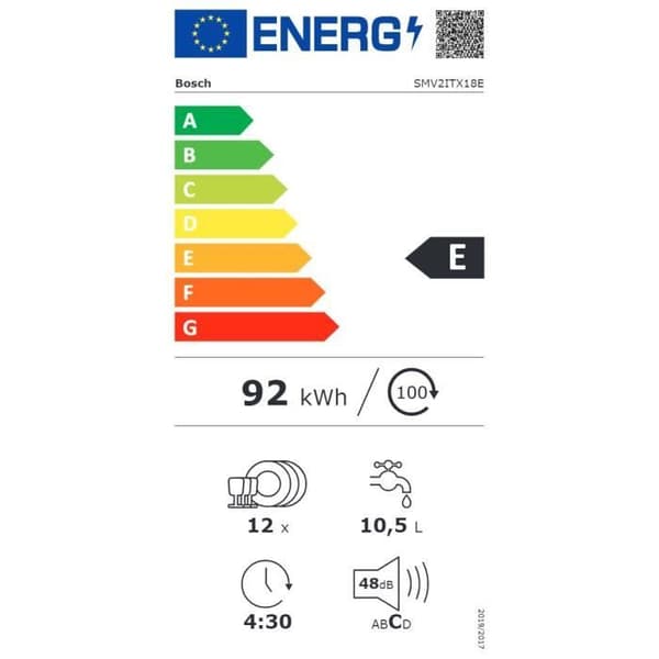 BOSCH SMV2ITX18E SER2 helintegrerad diskmaskin - 12 kuvert - L60cm - Svart - Induktion - 48dB