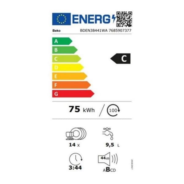 Diskmaskin - BEKO - BDEN38441WA - 13 kuvert - 44 dB - Klass A++
