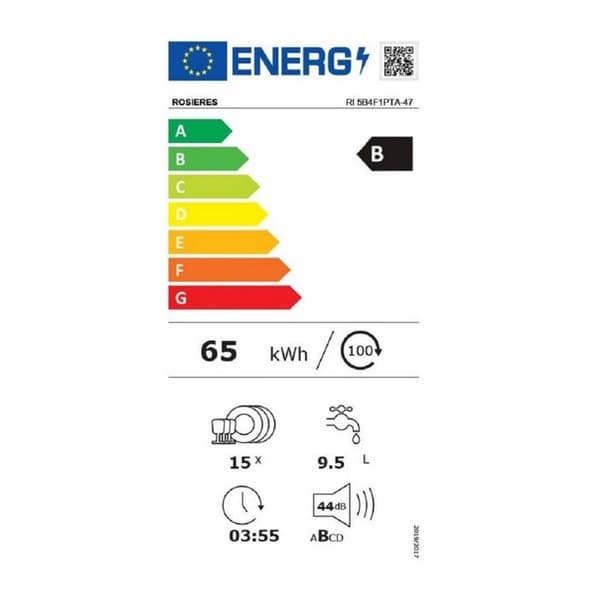 Diskmaskin - ROSIERES - RI5B4F1PTA-47 - 15 kuvert - 44 dB - Integrerbar