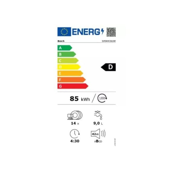 Bosch Inbyggd diskmaskin 60cm 14 kuvert 42db med svart panel - SMI4HCB19E