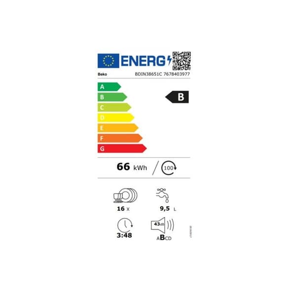 Beko BDIN38651C INBYGGD Diskmaskin 60 CM