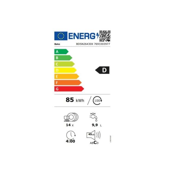 Beko Diskmaskin 60cm 14 kuvert 44db helt integrerad - BDSN26430X