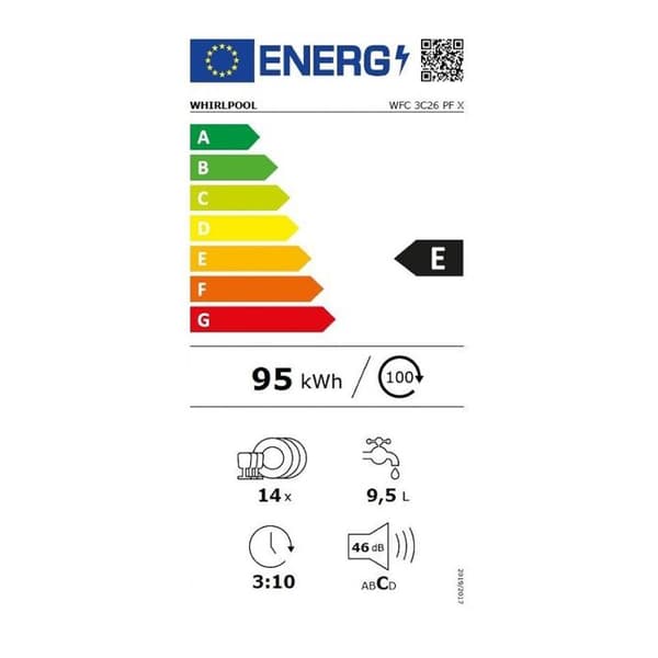 WHIRLPOOL 60 cm inbyggd diskmaskin - 14 kuvert - PowerClean Pro - Natural Dry