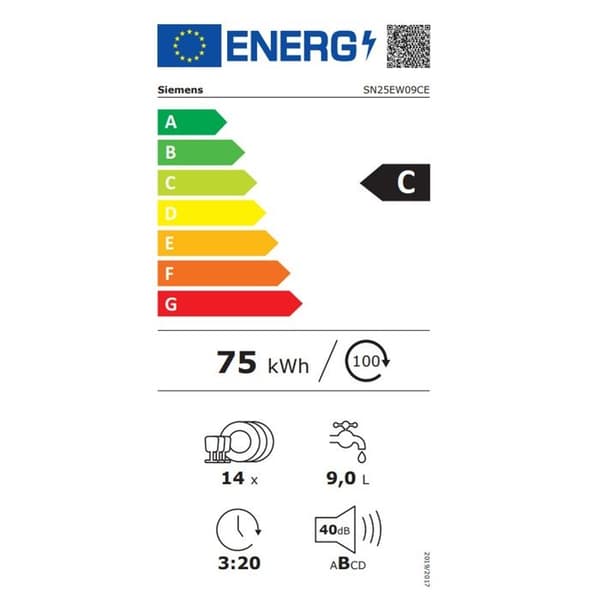 Siemens Diskmaskin 60cm 14 kuvert 40db vit - SN25EW09CE
