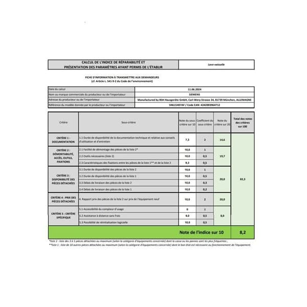 Diskmaskin - SIEMENS - SN615X07AF - 12 kuvert - 48 dB - Integrerbar 60 cm