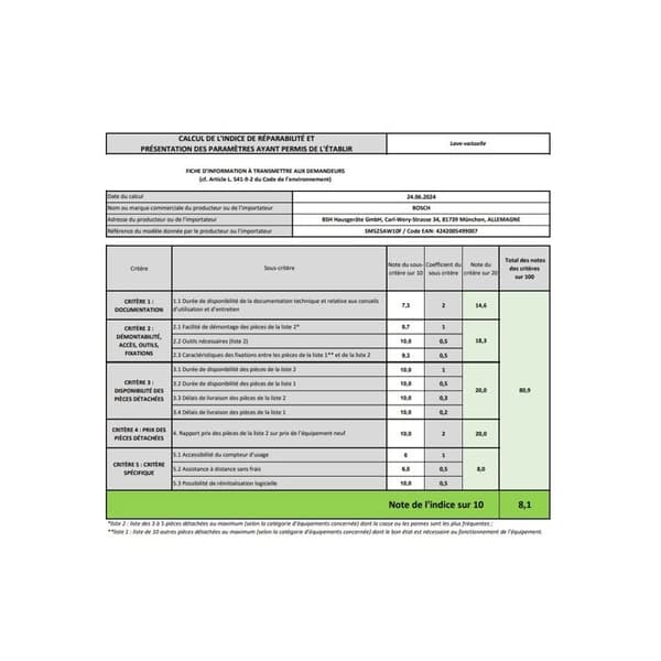 Diskmaskin - BOSCH - SMS25AW10F - 12 kuvert - 48 dB - Eco Silence Drive