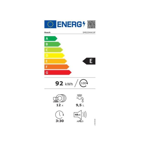 Diskmaskin - BOSCH - SMS25AW10F - 12 kuvert - 48 dB - Eco Silence Drive
