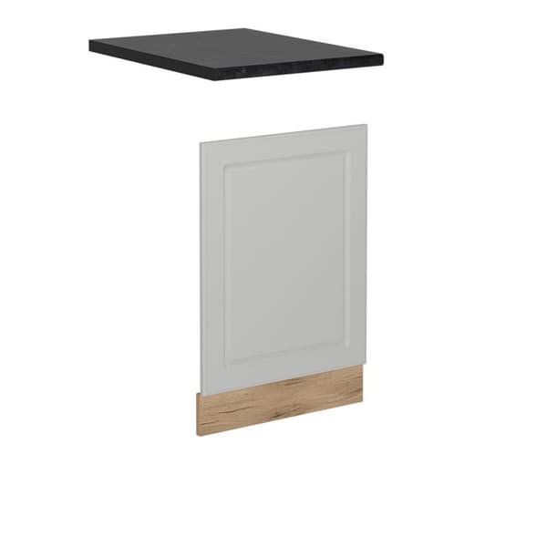 Framsida för diskmaskin R-Line, 45 cm, PT Antracit, Vit landsbygd, Guld ek, Vicco