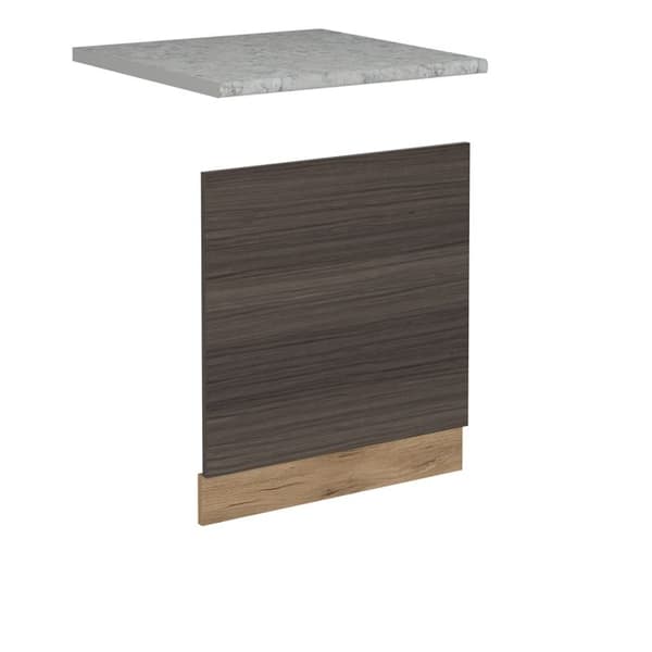 R-Line diskmaskinsfront, 60cm, PT Marmor, Ädel grå, Gyllene ek, Vicco