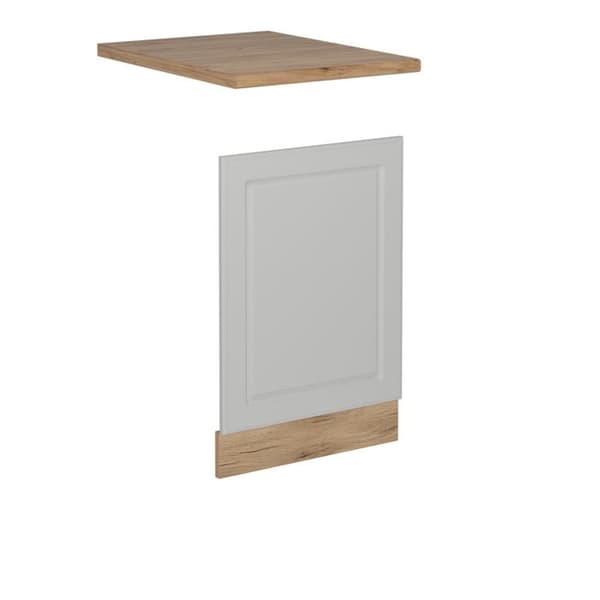Diskret framsida för diskmaskin R-Line, 45cm, PT Ek, Vit landsby, Gyllene ek, Vicco