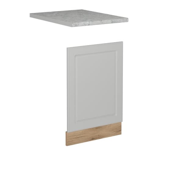Diskret R-Line diskmaskinfront, 45 cm, PT Marmor, Vitlandsby, Guldstark Ek, Vicco