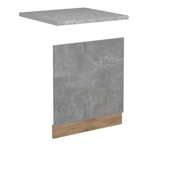 Diskret dörr till diskmaskin R-Line, 60cm, PT Marmor, Betong, Guldstark Ek, Vicco