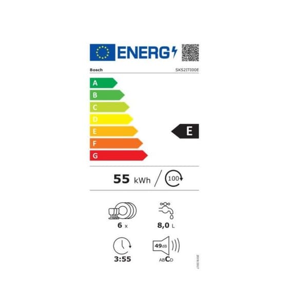 Kompakt diskmaskin - BOSCH - SKS2ITI00E - 6 kuvert - 49 dB - 50 cm