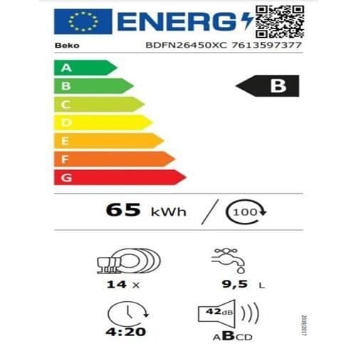 Diskmaskin - Beko - BDFN26450XC - 14 kuvert - 6 program - Selfdry-teknologi
