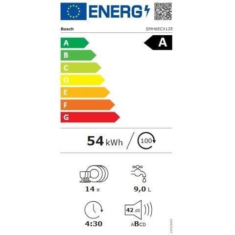 Helt integrerad diskmaskin BOSCH SMH6ECX12E SER6 - 14 kuvert - 42 dB - skjutdörr - besticklåda