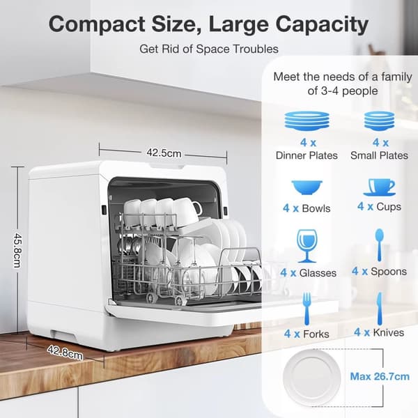 BlitzHome APP Mini BH4CDW vatteninloppsdiskmaskin Bordsdiskmaskin Diskmaskin