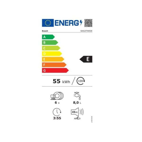 Mini diskmaskin - BOSCH - SKS2ITW00E - 6 kuvert - 49 dB - EcoSilence Drive
