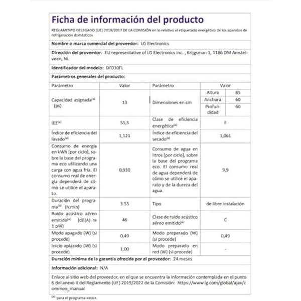 Diskmaskin - LG - DF030FL - 60 cm - Flerfärgad - Fristående