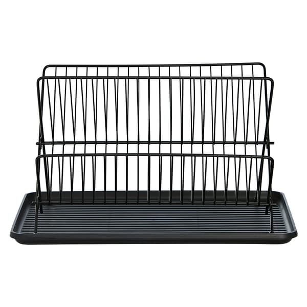 32x43x23 cm oppvaskstativ med romslig design og praktisk base - Svart