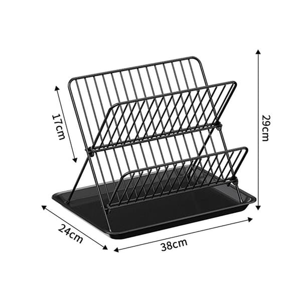 Oppvaskstativ 32 x 21 x 26,5 cm - svart metall med to nivåer
