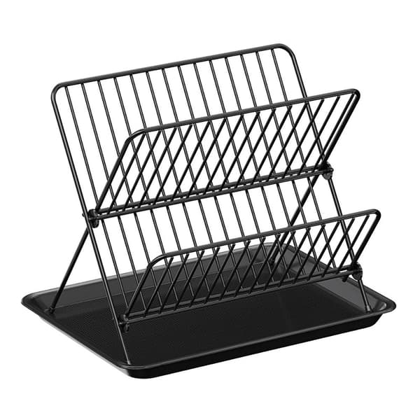 Oppvaskstativ 32 x 21 x 26,5 cm - svart metall med to nivåer
