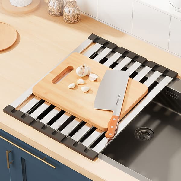 Avløpsplate i rustfritt stål for vask - 41,5 x 32,5 cm