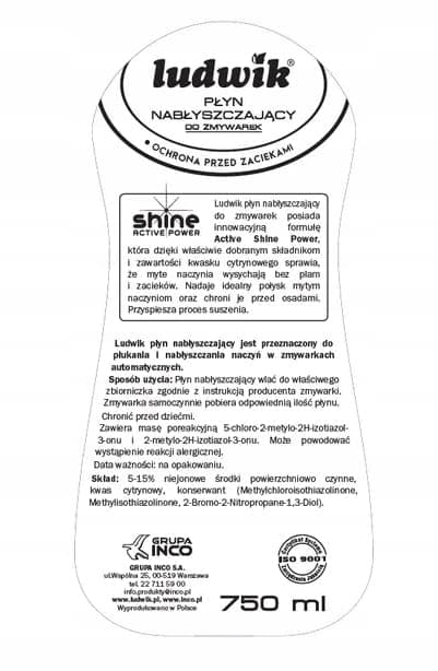 Ludwik opvaskemaskine skyllemiddel 750 ml citron
