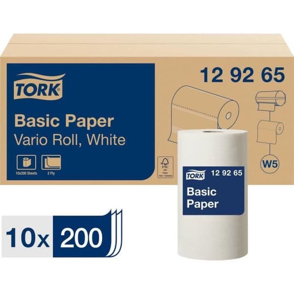 TORK Standardpappersservetter för W5-system, 2-lagers 129265