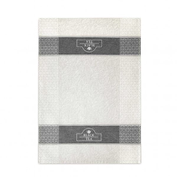 Kökshandduk 50x70 Zwoltex Black Tea geometriska blad grå