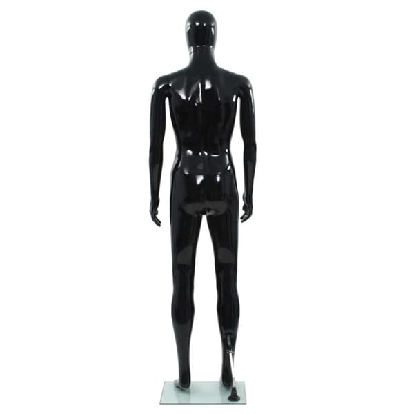 Aidon kokoinen miesmallinukke lasijalustalla musta 185 cm