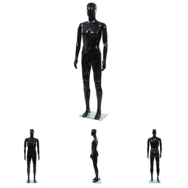 The Living Store mandemannequin fuld figur glassokkel sort højglans 185 cm -  Mannequiner