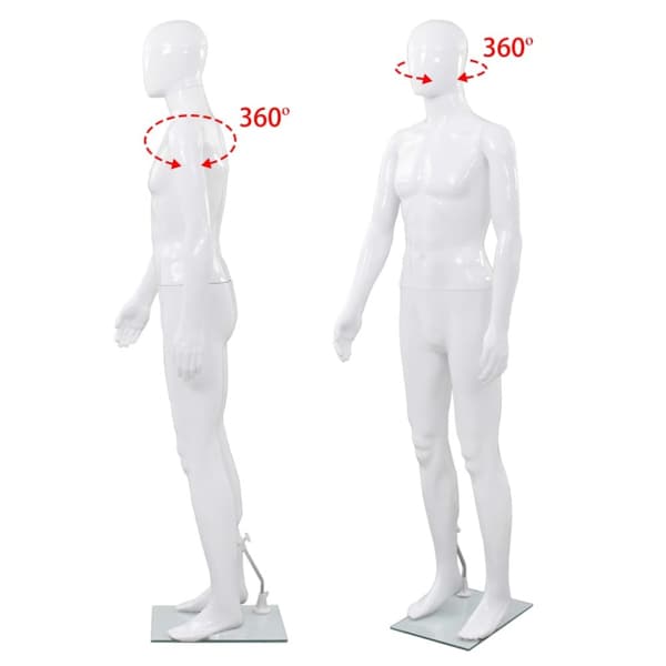 The Living Store Aidon kokoinen miesmallinukke lasijalustalla valkoinen 185 cm -  Mallinuket