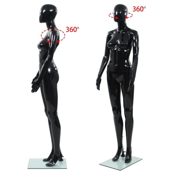 The Living Store mannequin kvinde fuld figur glassokkel sort højglans 175 cm -  Mannequiner