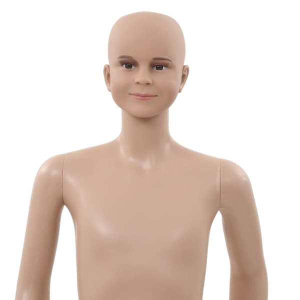 Mallinuket - Living Aidon kokoinen lapsimallinukke lasijalustalla 140 cm beige