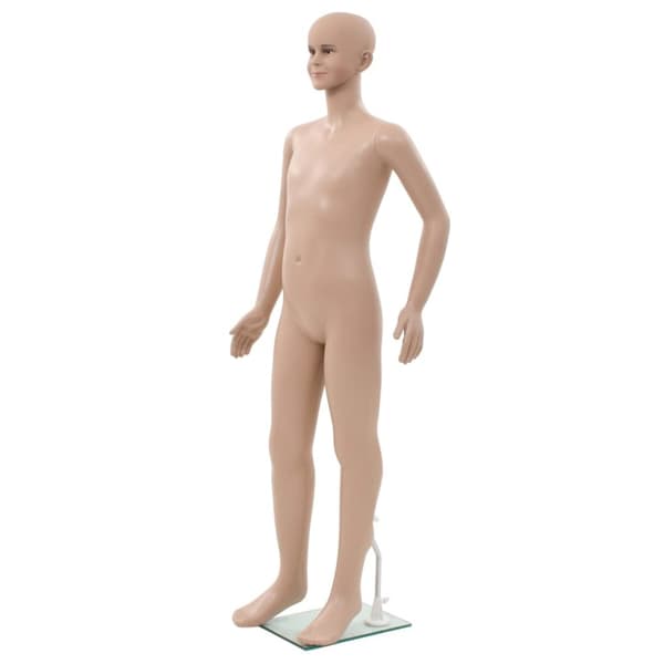 Mallinuket - Living Aidon kokoinen lapsimallinukke lasijalustalla 140 cm beige
