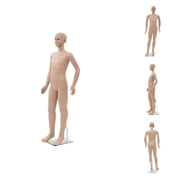 Mannequiner - Living børnemannequin m. glasbase 140 cm beige