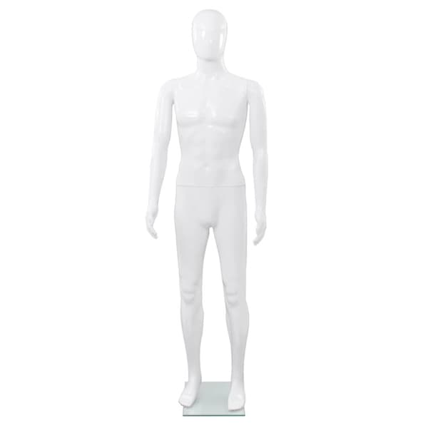 Mannequiner - Living mannequin mand fuld figur glassokkel hvid højglans 185 cm